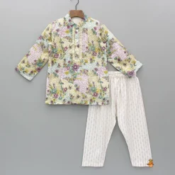 Hot Hand Embroidered Multicolour Printed Kurta And Pyjama BOY Indian Ethnic Wear | Ethnic Sets