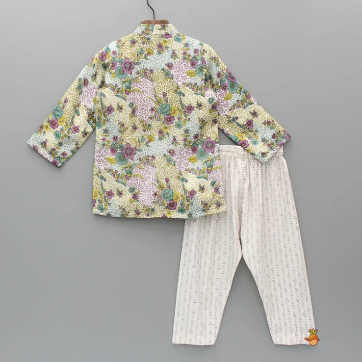 Hot Hand Embroidered Multicolour Printed Kurta And Pyjama BOY Indian Ethnic Wear | Ethnic Sets