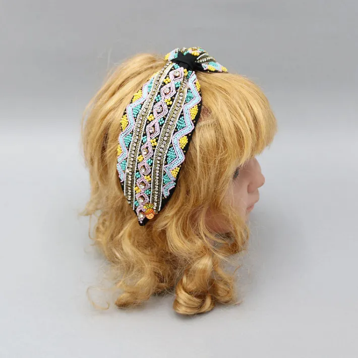 Online Hand Embroidered Multicolour Hairband Hair Accessories | Hair Bands