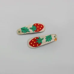 Outlet Hand Embroidered Strawberry Hair Clips Hair Accessories | Hair Clips