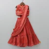 Sale Hand Embroidered Top And Pleated Lehenga With Attached Dupatta Ethnic Wear | Lehengas & Ghagras
