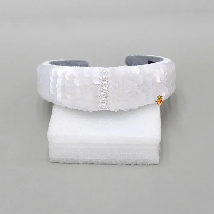 Discount Hand Embroidered White Hairband Hair Accessories | Hair Bands