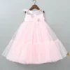 Fashion Handmade Butterfly Embroidered Ruffle Pink Net Gown Dresses & Sets | Gowns