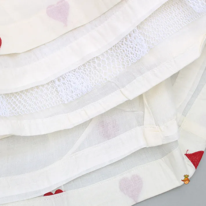 Discount Heart Embroidered Red Top And Off White Lehenga Ethnic Wear | Lehengas & Ghagras