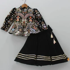 Outlet Heavy Embroidered Black Velvet Top And Gota Lace Work Flared Lehenga Ethnic Wear | Lehengas & Ghagras