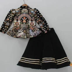 Online Heavy Embroidered Black Velvet Top And Gota Lace Work Flared Lehenga Ethnic Wear | Lehengas & Ghagras