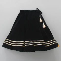 Outlet Heavy Embroidered Black Velvet Top And Gota Lace Work Flared Lehenga Ethnic Wear | Lehengas & Ghagras