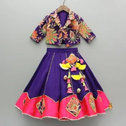 Hot Heavy Embroidered Collar Neck Purple Top And Lehenga Ethnic Wear | Lehengas & Ghagras
