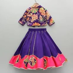 Hot Heavy Embroidered Collar Neck Purple Top And Lehenga Ethnic Wear | Lehengas & Ghagras