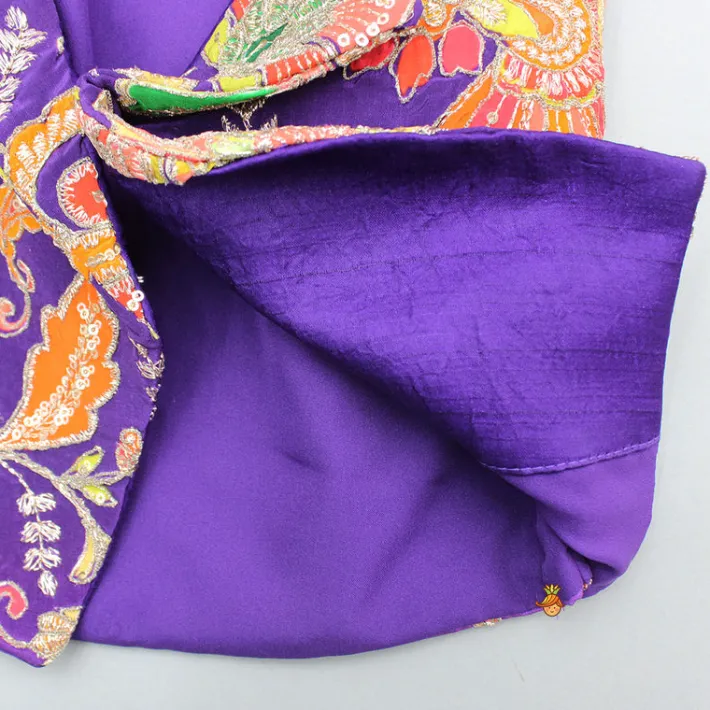 Hot Heavy Embroidered Collar Neck Purple Top And Lehenga Ethnic Wear | Lehengas & Ghagras