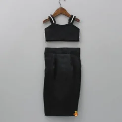 Clearance Heavy Yoke Embroidered Black Top And Dhoti Style Skirt Ethnic Wear | Dhotis & Patialas