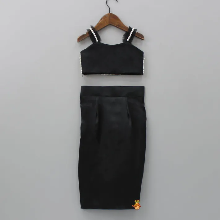 Clearance Heavy Yoke Embroidered Black Top And Dhoti Style Skirt Ethnic Wear | Dhotis & Patialas