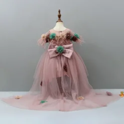 Outlet High Low Flowers Embellished Net Dress With Spiral Bowie Head Band Dresses & Sets | Dresses
