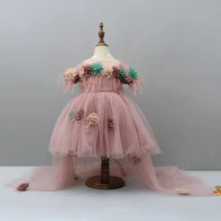 Outlet High Low Flowers Embellished Net Dress With Spiral Bowie Head Band Dresses & Sets | Dresses