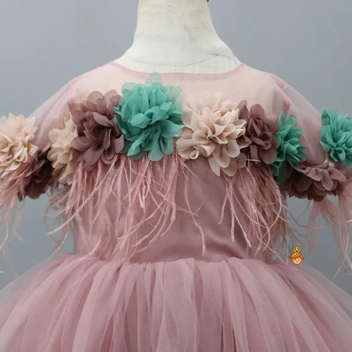 Outlet High Low Flowers Embellished Net Dress With Spiral Bowie Head Band Dresses & Sets | Dresses