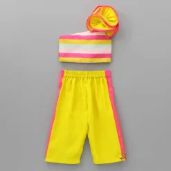 New Horizontal Striped Ruffled Top And Yellow Pant Dresses & Sets | Sets