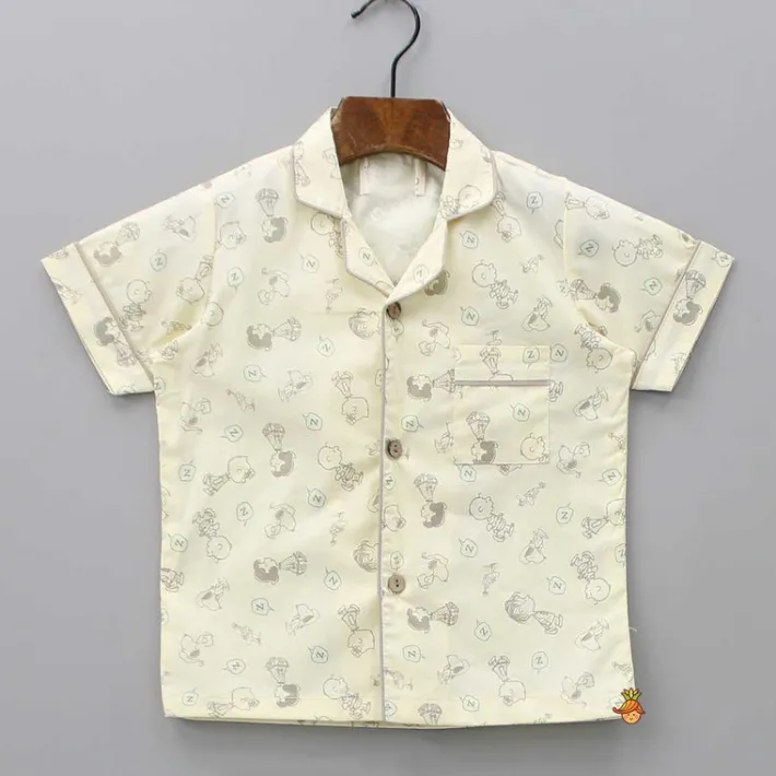 Discount Human Printed Yellow Sleepwear BOY Sleep Wear | Sleepwear