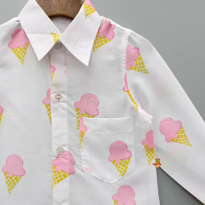 Clearance Ice Cream Printed White Shirt BOY Shirts & Tees
