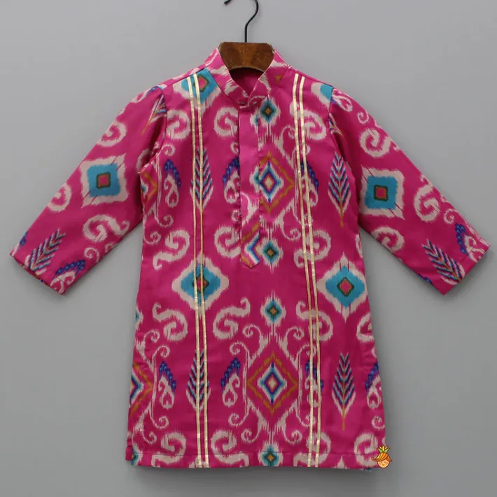 New Ikat Printed Pink Kurta With Churidar BOY Twinning Sets | Indian Ethnic Wear