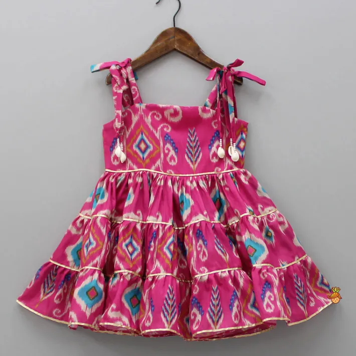 Clearance Ikat Printed Tiered Kurti Ethnic Wear | Kurtis & Jumpsuits