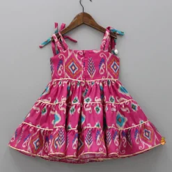 Clearance Ikat Printed Tiered Kurti Ethnic Wear | Kurtis & Jumpsuits