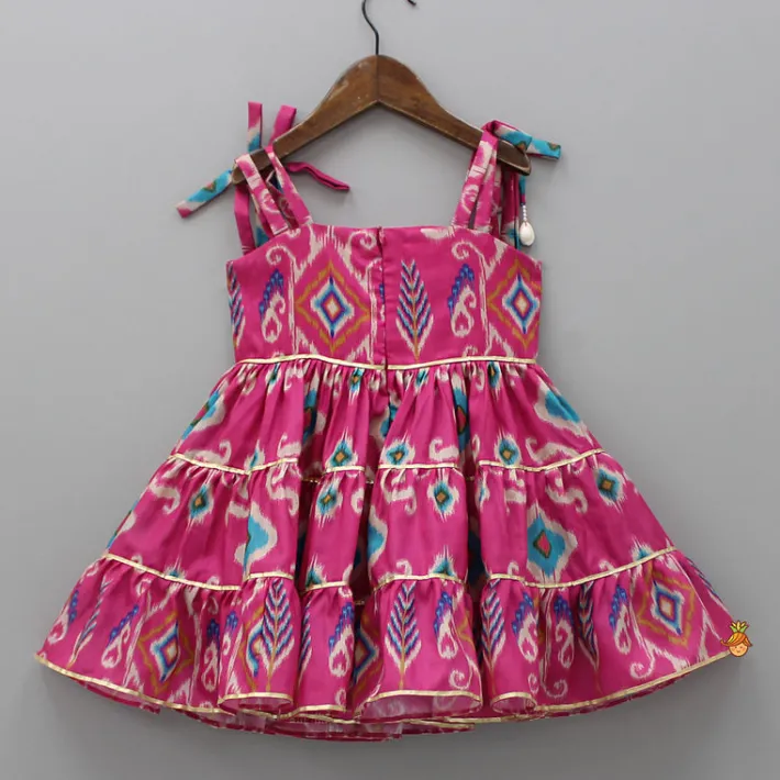 Clearance Ikat Printed Tiered Kurti Ethnic Wear | Kurtis & Jumpsuits