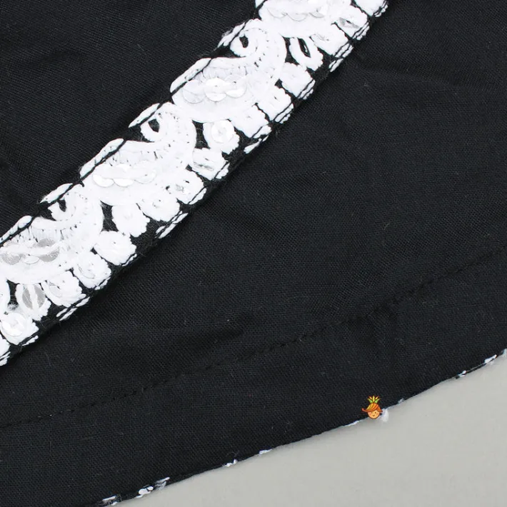 Online Intricate Embroidered Front Slit Black Kurti And Sharara Ethnic Wear | Palazzos & Shararas