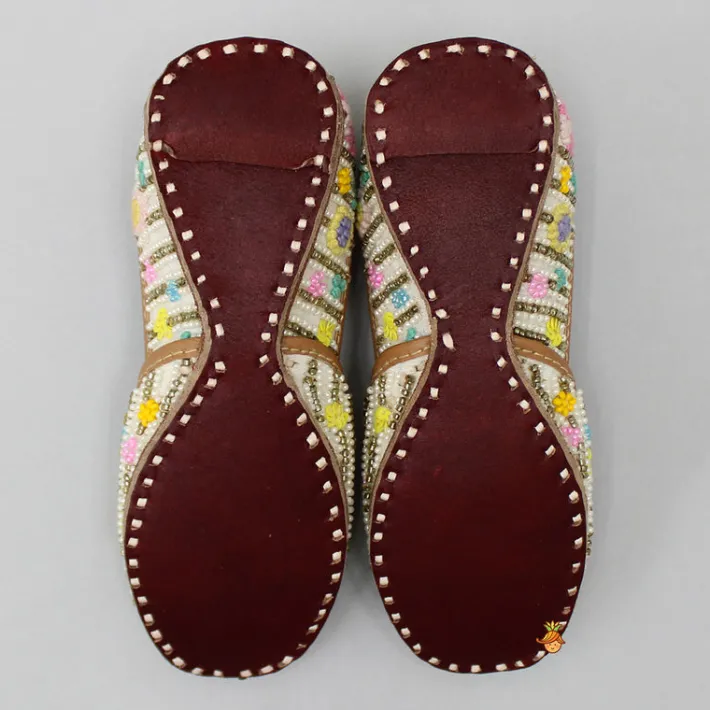 Discount Ivory Beads Floral Jutti Shoes