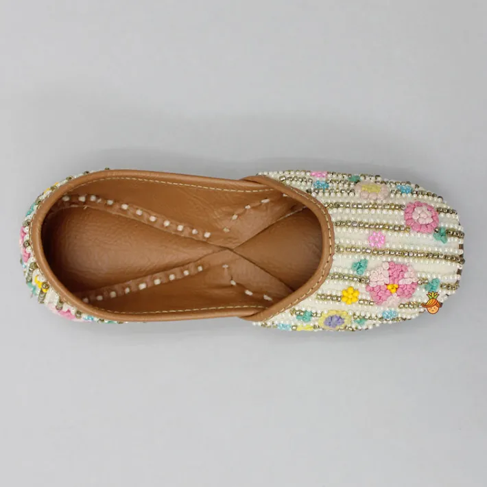 Discount Ivory Beads Floral Jutti Shoes