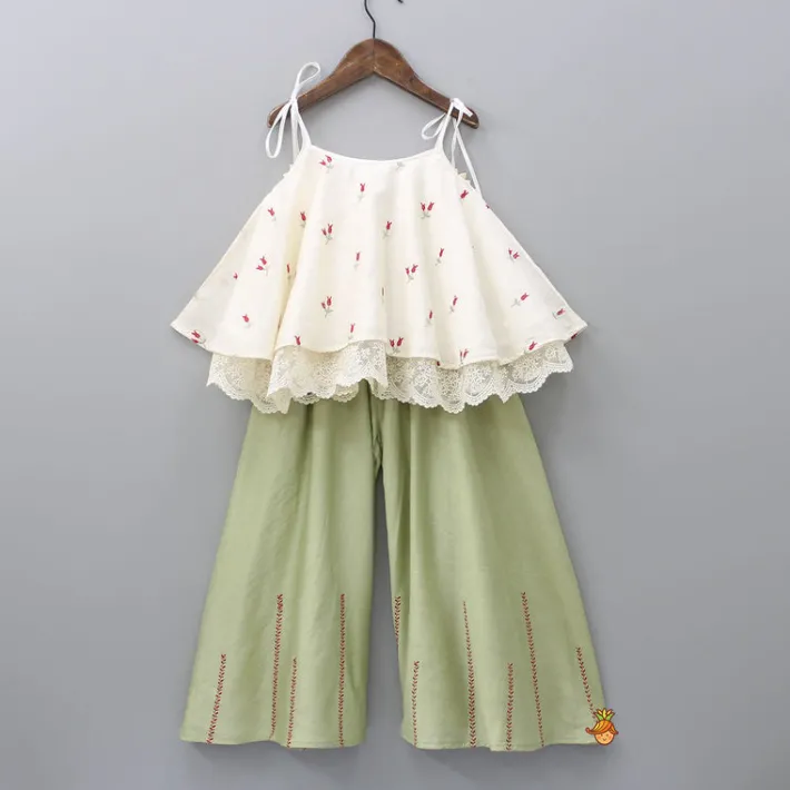 Clearance Ivory Chanderi Strappy Top And Palazzo Ethnic Wear | Palazzos & Shararas