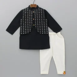 Online Jacket Style Black Kurta And Pyjama BOY Indian Ethnic Wear | Ethnic Sets