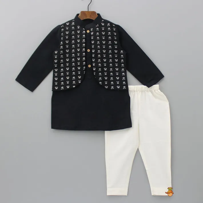 Online Jacket Style Black Kurta And Pyjama BOY Indian Ethnic Wear | Ethnic Sets