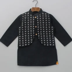 Online Jacket Style Black Kurta And Pyjama BOY Indian Ethnic Wear | Ethnic Sets