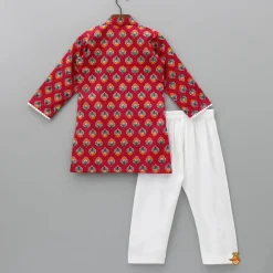 Best Jacket Style Red Printed Kurta And Pyjama BOY Indian Ethnic Wear | Ethnic Sets