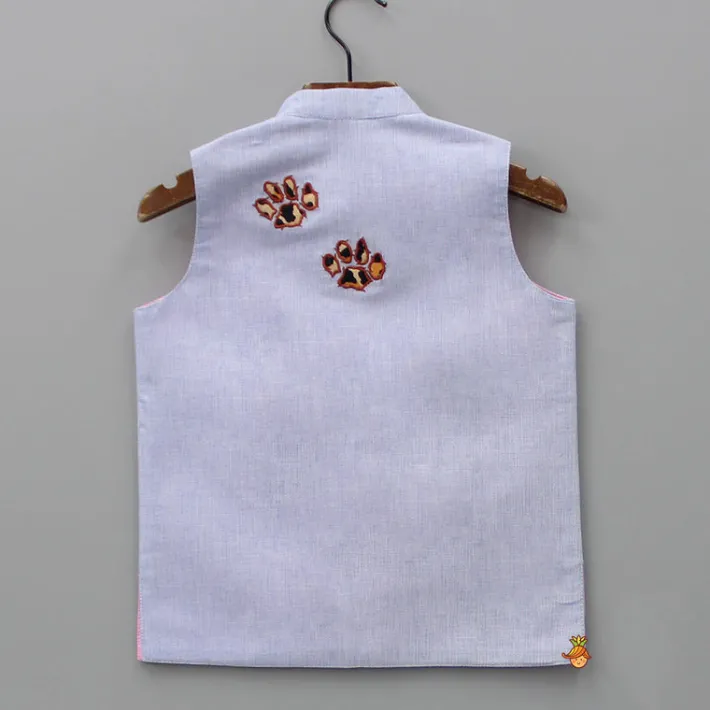 New Jacket With Animal Embroidered Patch Work Twinning Sets