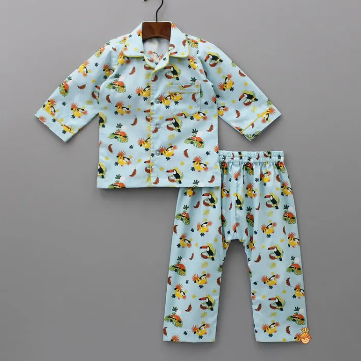 Sale Jungle Safari Printed Notch Collar Sleepwear BOY Sleep Wear | Sleepwear