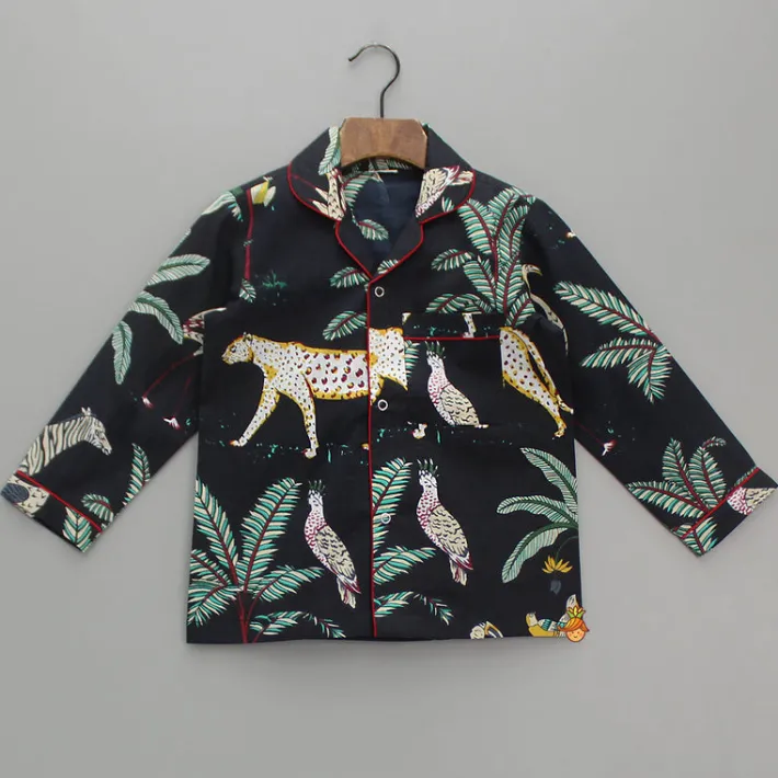 Discount Jungle Theme Printed Black Sleepwear BOY Sleep Wear | Sleepwear