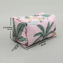 Clearance Jungle-Themed Printed Pink Pouch Bags - Set Of 2 Bags