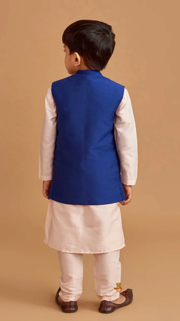 Sale Kurta And Floral Thread Embroidered Jacket With Pyjama BOY Indian Ethnic Wear | Ethnic Sets