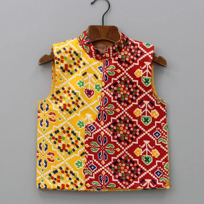 Discount Kurta And Multicolour Bandhani Printed Jacket With Pyjama BOY Indian Ethnic Wear | Ethnic Sets