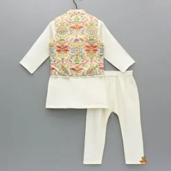 Online Kurta And Pyjama With Asymmetric Floral Printed Jacket BOY Indian Ethnic Wear | Ethnic Sets