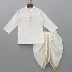 Best Kurta With Pocket Square Stylish Jacket And Lace Detailed Dhoti BOY Indian Ethnic Wear | Ethnic Sets
