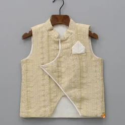 Best Kurta With Pocket Square Stylish Jacket And Lace Detailed Dhoti BOY Indian Ethnic Wear | Ethnic Sets