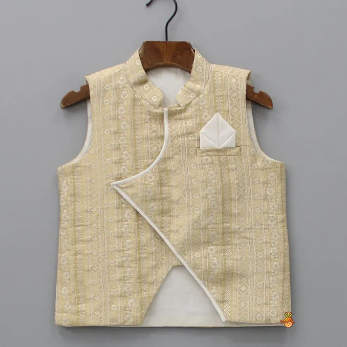 Best Kurta With Pocket Square Stylish Jacket And Lace Detailed Dhoti BOY Indian Ethnic Wear | Ethnic Sets