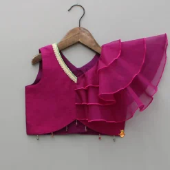 Hot Lace And Ruffle Detailed Top With Multicolour Printed Lehenga Lehengas & Ghagras | Ethnic Wear