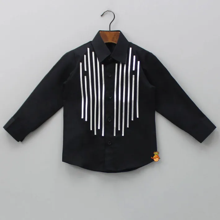 Clearance Lace Detail Stylish Black Shirt BOY Shirts & Tees