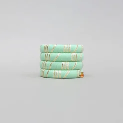 Clearance Lace Detailed Green Bangles Set Bangles