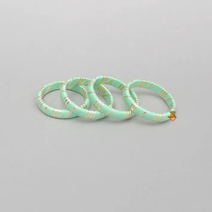 Clearance Lace Detailed Green Bangles Set Bangles
