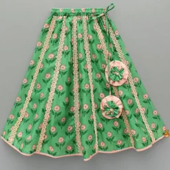 New Lace Green Floral Top With Ghagra And Dupatta Ethnic Wear | Lehengas & Ghagras