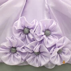 Best Lavender Artificial Flowers Embellished Dress Dresses & Sets | Dresses